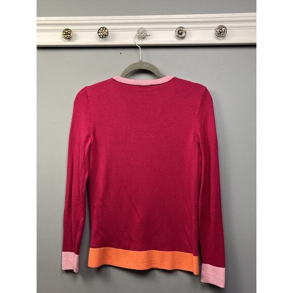 Talbots Sweater Womens Small Petite Angora Blend Zipper accents Pink Orange - Picture 2 of 7